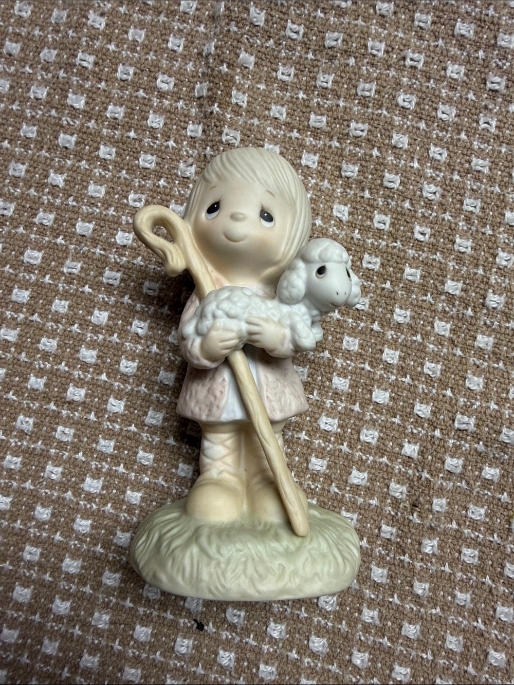 Precious Moments Cream and Beige Shepherd Boy Figurine with Lamb